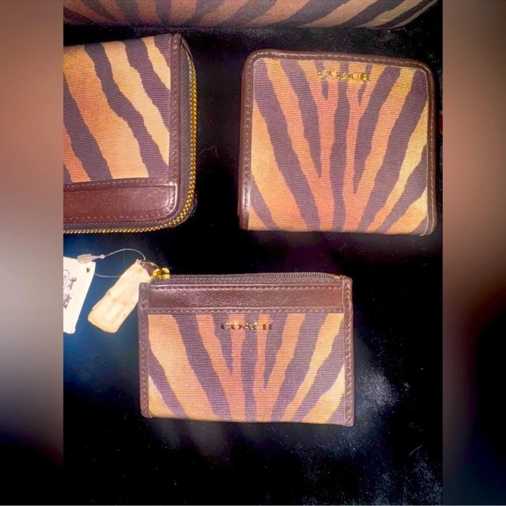 Coach Zebra Madison East West Tote and wallets 4 piece set